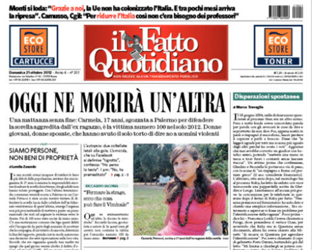 prima pagina il fatto quotidiano